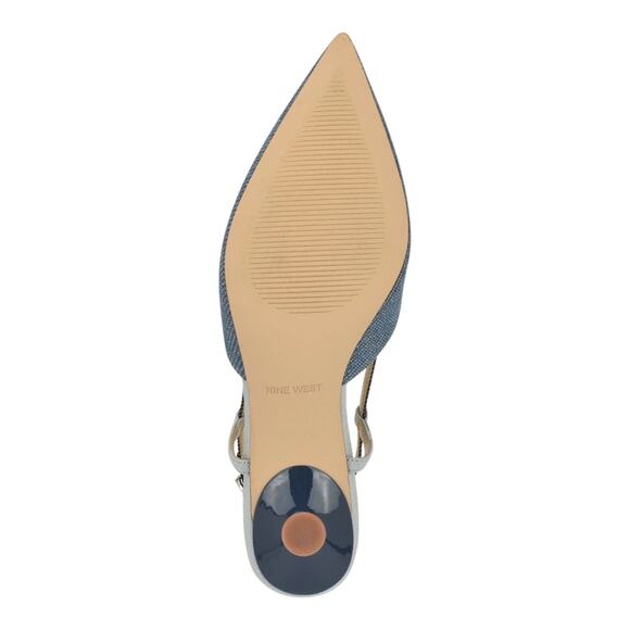 Nine West Women's Rhonda Kitten Heel Slingback Pumps Blue Denim Size 7 1/2 M - Picture 4 of 4